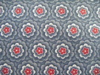 Blue, Grey with Dark Red Rosettes